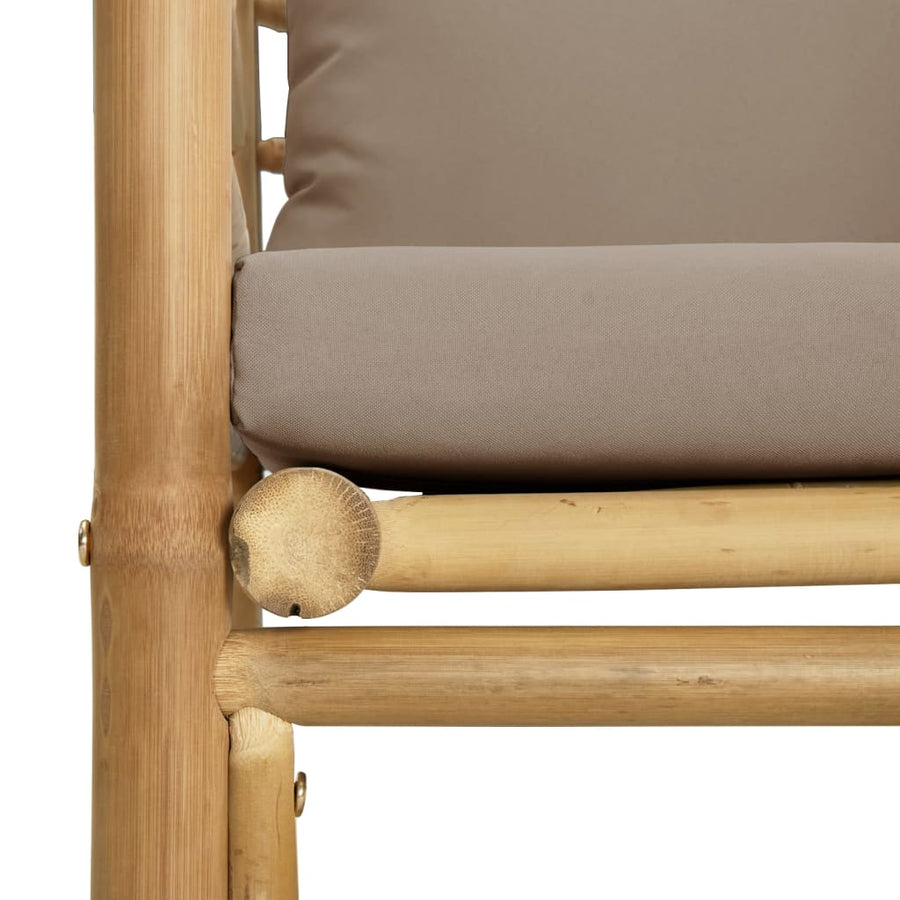 Tuinbank Met Kussens Bamboe Taupe Fauteuil