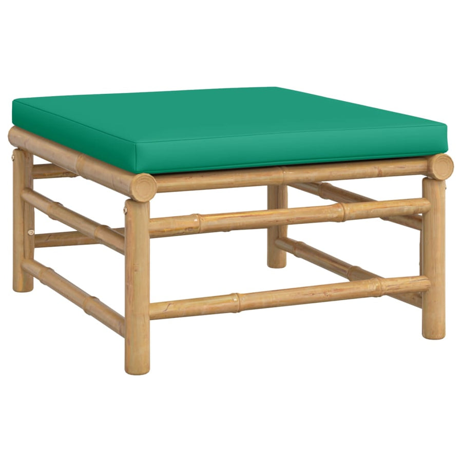 3-Delige Loungeset Met Kussens Bamboe Groen midden + voetensteun + Tafel
