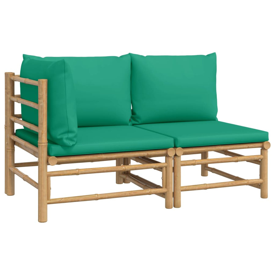2-Delige Loungeset Met Kussens Bamboe Groen hoek + midden