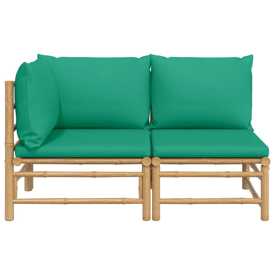 2-Delige Loungeset Met Kussens Bamboe Groen hoek + midden