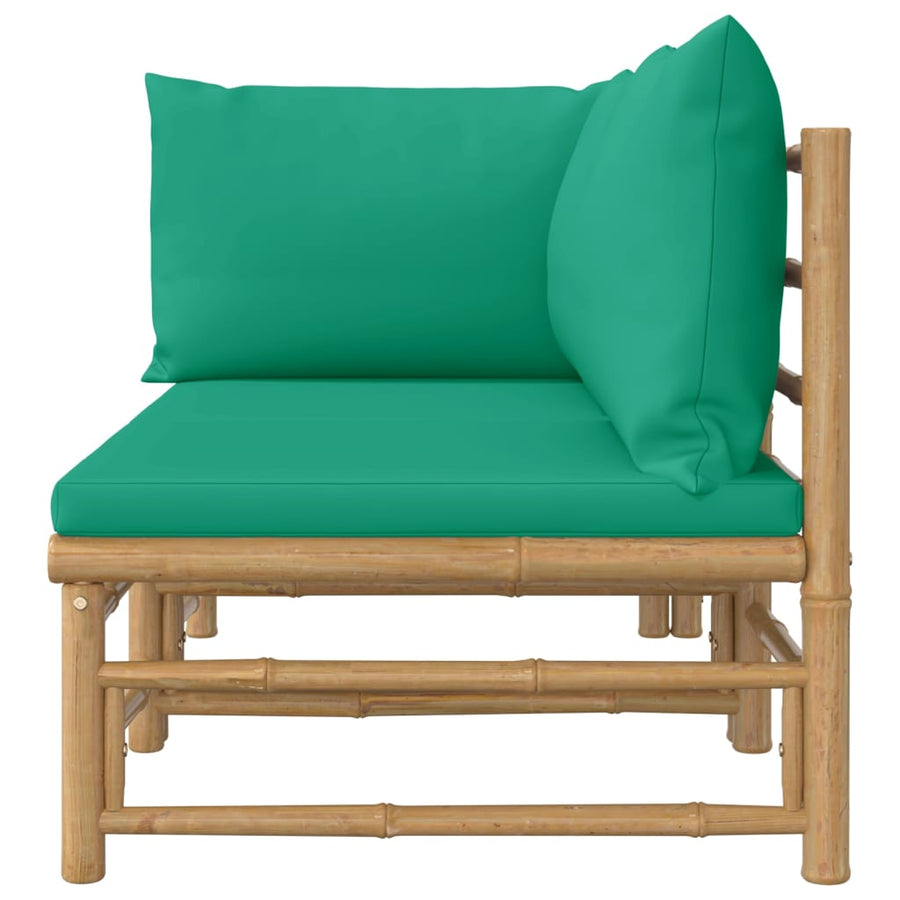 2-Delige Loungeset Met Kussens Bamboe Groen hoek + midden