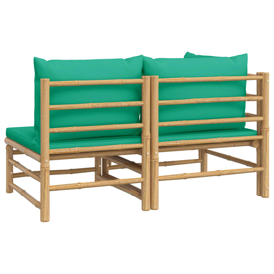 2-Delige Loungeset Met Kussens Bamboe Groen hoek + midden