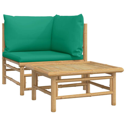 2-Delige Loungeset Met Kussens Bamboe Groen hoek + Tafel