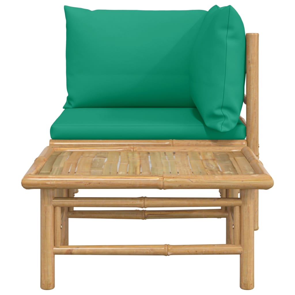2-Delige Loungeset Met Kussens Bamboe Groen hoek + Tafel