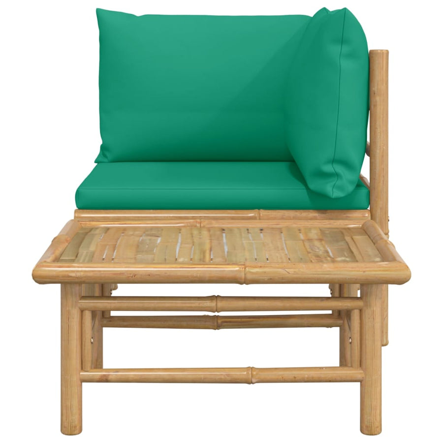 2-Delige Loungeset Met Kussens Bamboe Groen hoek + Tafel