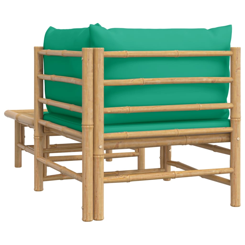 2-Delige Loungeset Met Kussens Bamboe Groen hoek + Tafel