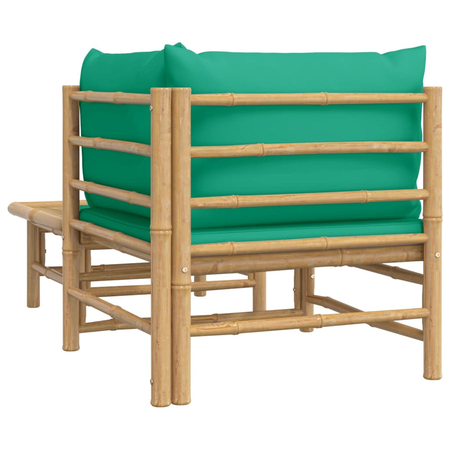 2-Delige Loungeset Met Kussens Bamboe Groen hoek + Tafel