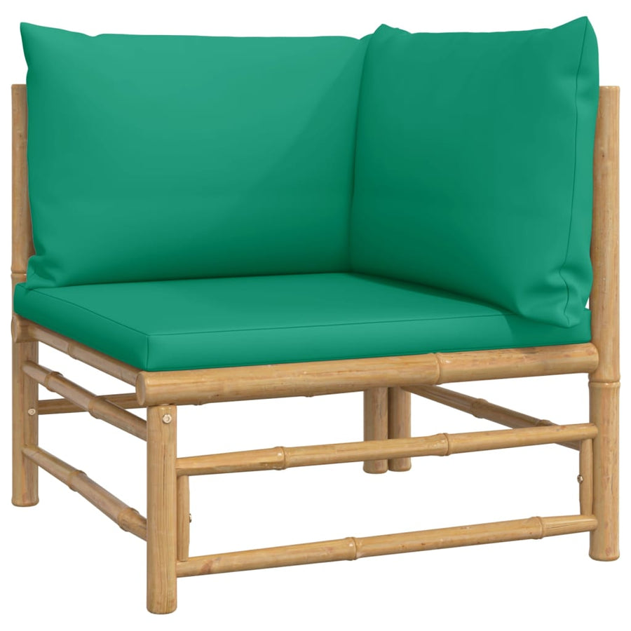 2-Delige Loungeset Met Kussens Bamboe Groen hoek + Tafel
