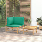 2-Delige Loungeset Met Kussens Bamboe Groen hoek + Tafel