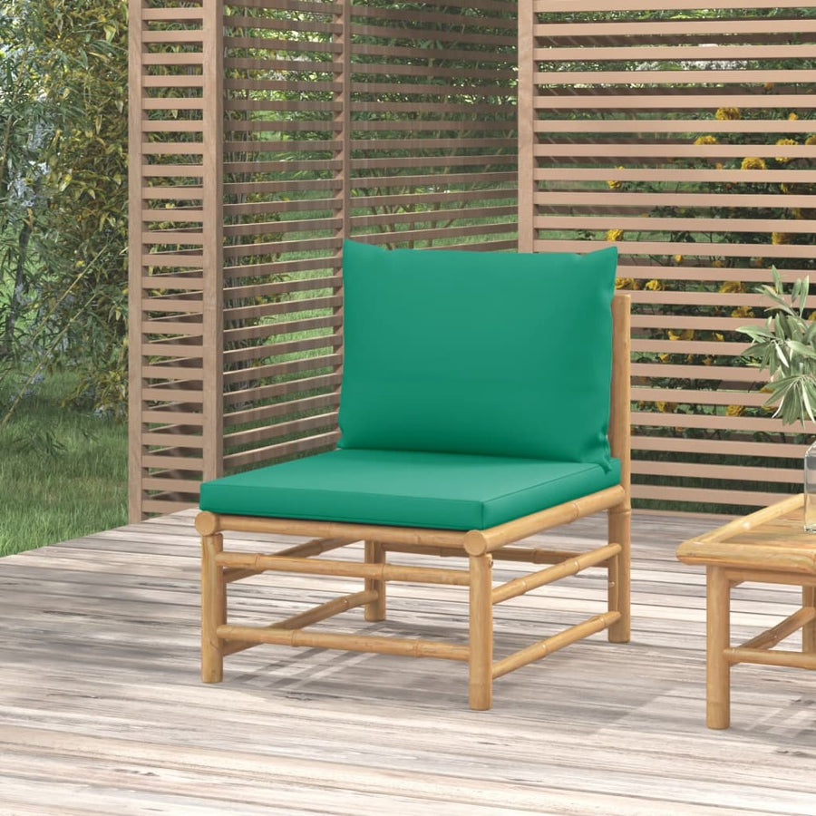 Tuin Met Kussens Bamboe Groen Middenbank