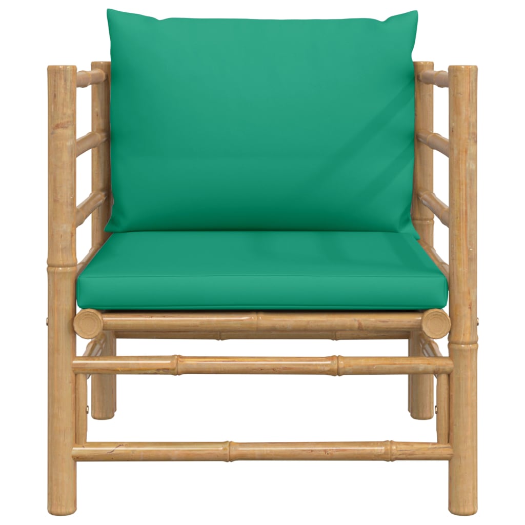 Tuinbank Met Kussens Bamboe Groen Fauteuil