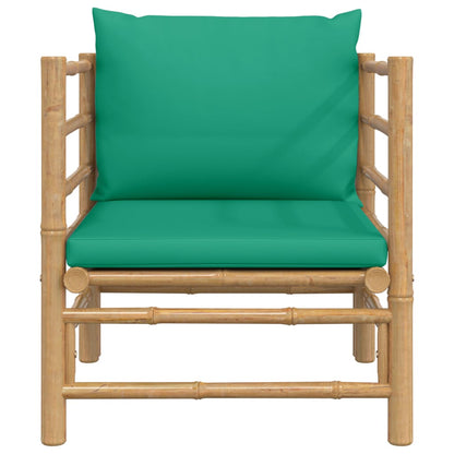Tuinbank Met Kussens Bamboe Groen Fauteuil