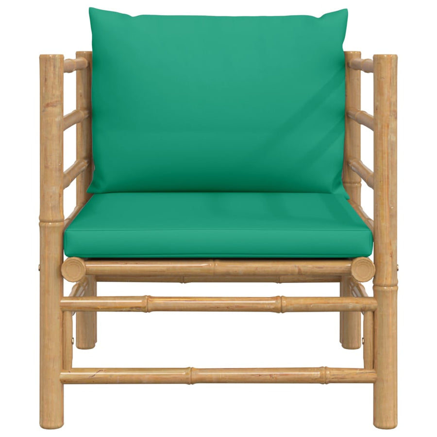 Tuinbank Met Kussens Bamboe Groen Fauteuil