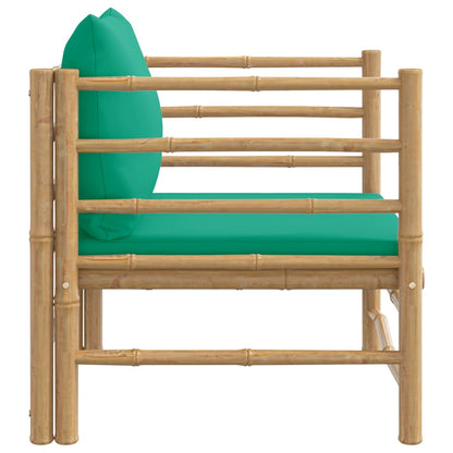 Tuinbank Met Kussens Bamboe Groen Fauteuil