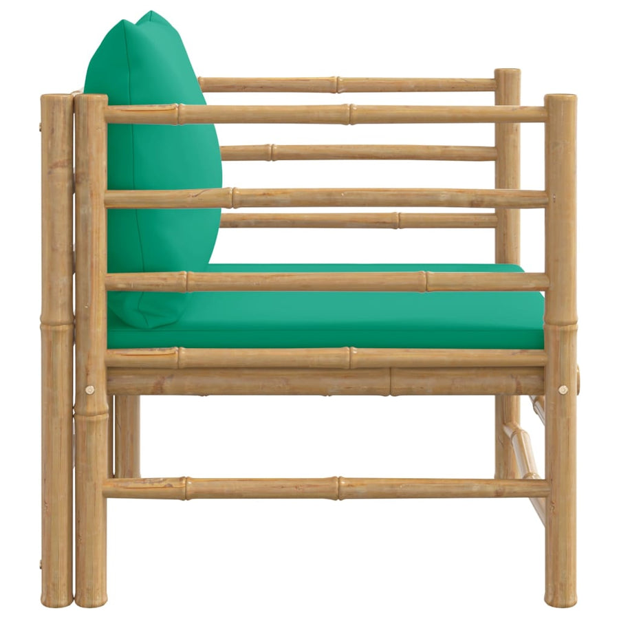 Tuinbank Met Kussens Bamboe Groen Fauteuil