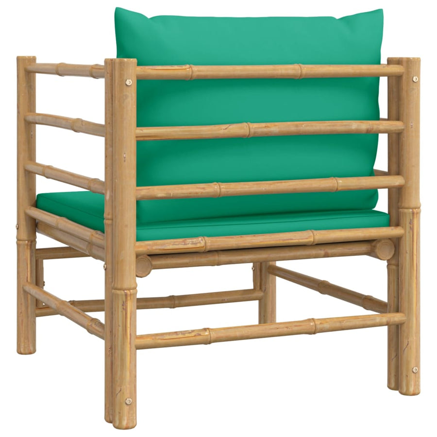 Tuinbank Met Kussens Bamboe Groen Fauteuil