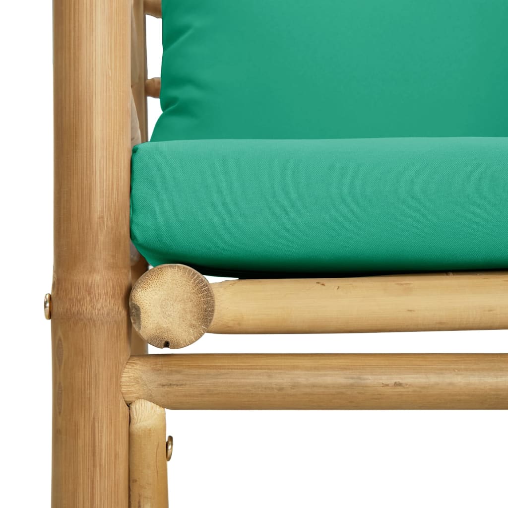 Tuinbank Met Kussens Bamboe Groen Fauteuil