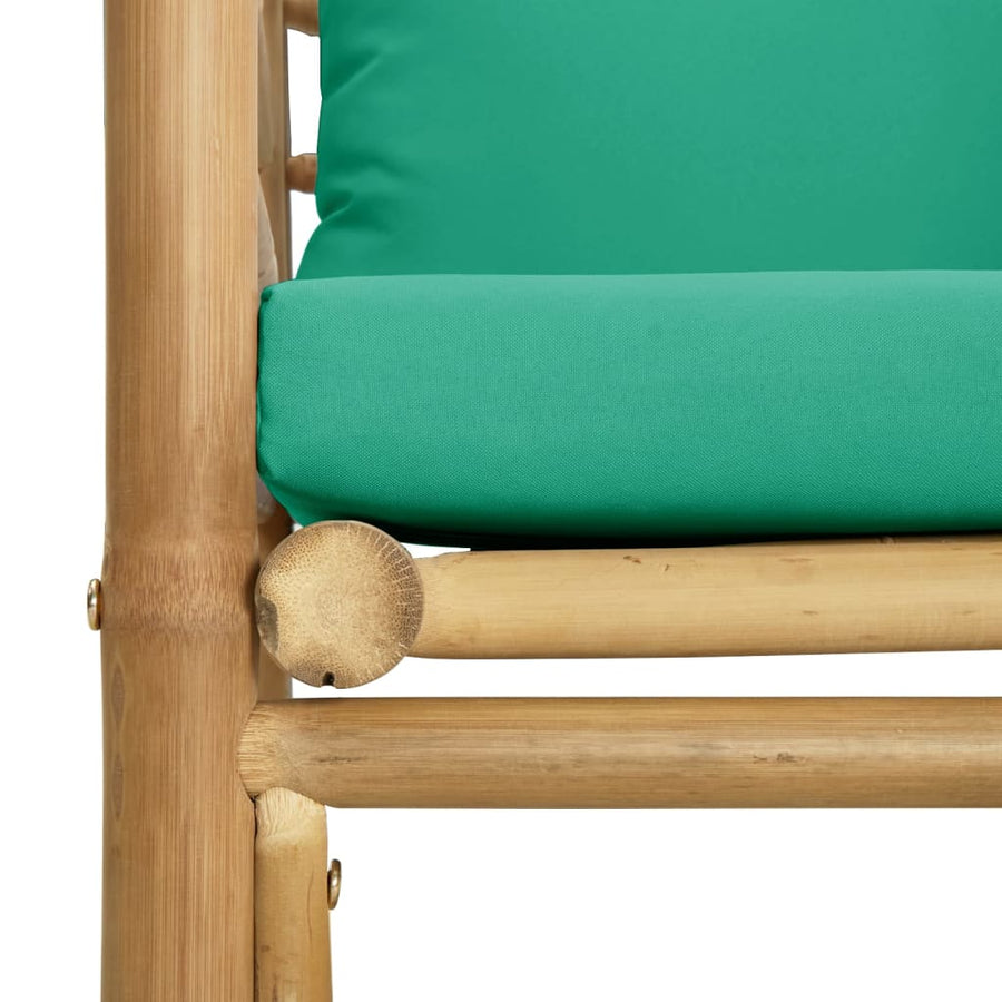 Tuinbank Met Kussens Bamboe Groen Fauteuil
