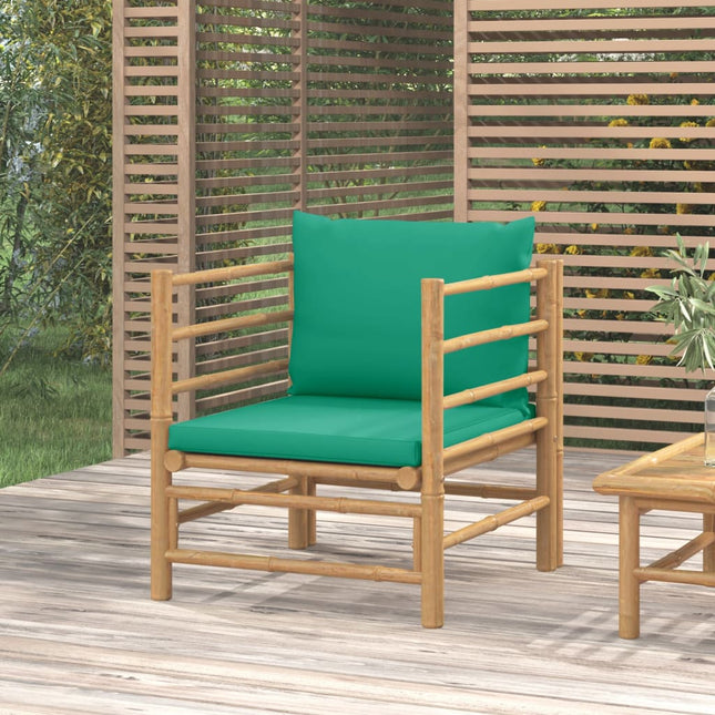 Tuinbank Met Kussens Bamboe Groen Fauteuil