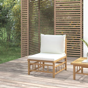 Tuinmiddenbank bamboe 55x69x65 cm crèmewit