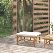 Voetenbank tuin bamboe 55x65x30 cm crèmewit