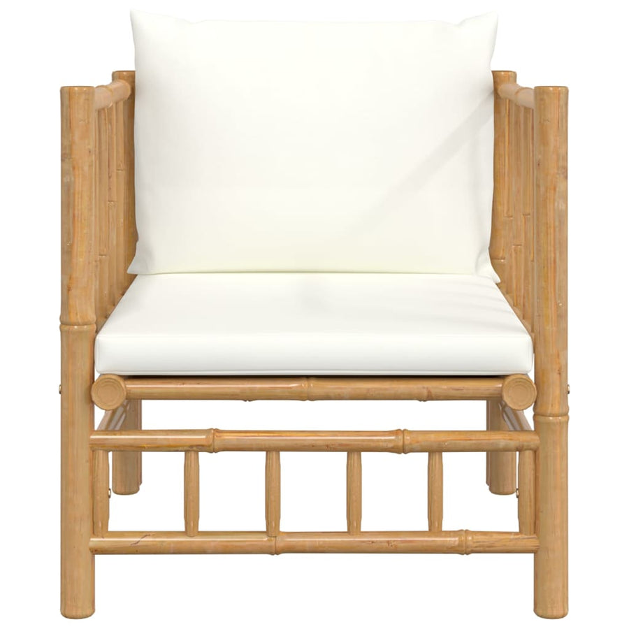 Tuinbank Met Kussens Bamboe Wit Crème Fauteuil