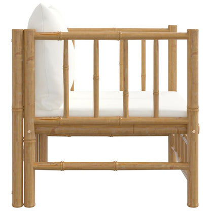 Tuinbank Met Kussens Bamboe Wit Crème Fauteuil