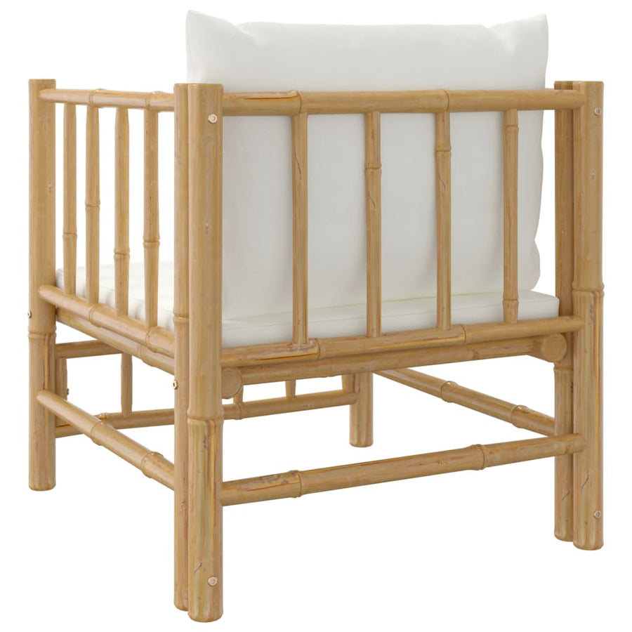 Tuinbank Met Kussens Bamboe Wit Crème Fauteuil