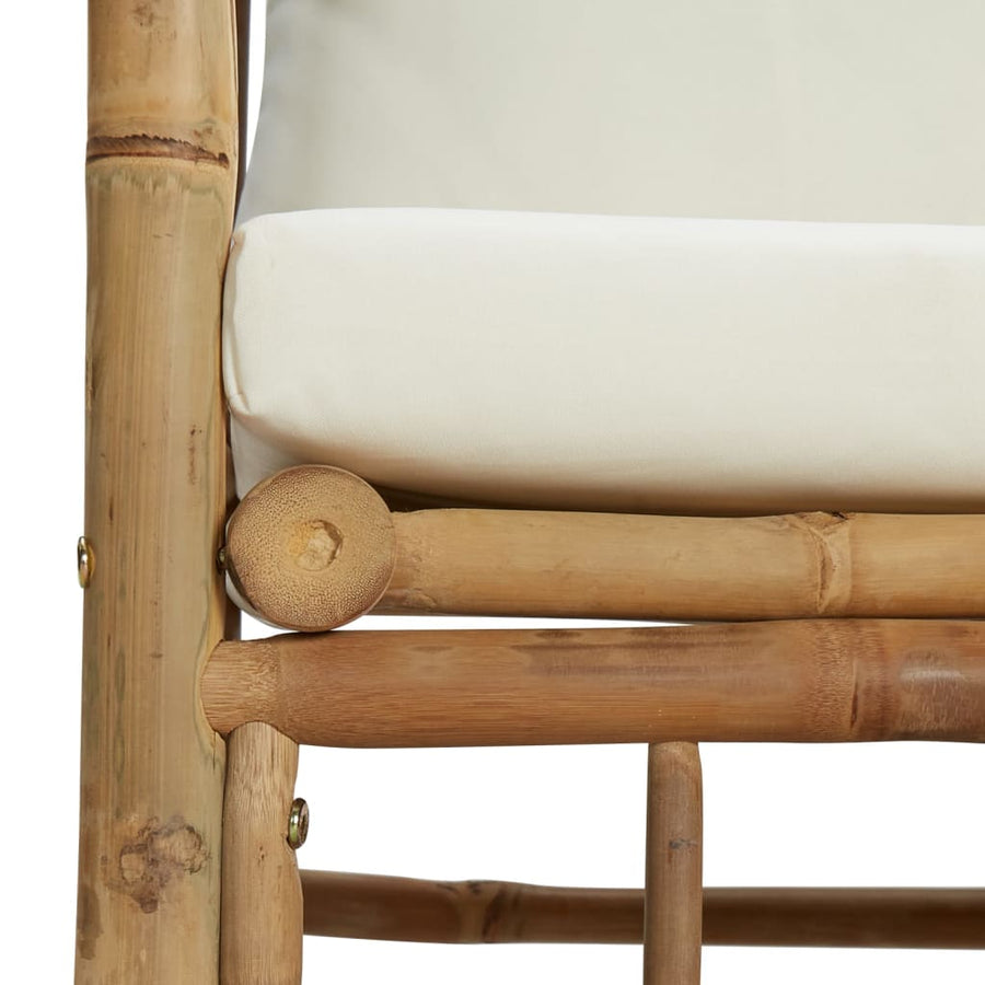 Tuinbank Met Kussens Bamboe Wit Crème Fauteuil