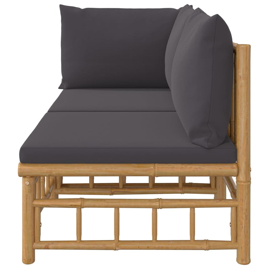 2-Delige Loungeset Met Kussens Bamboe Donkergrijs hoek + midden