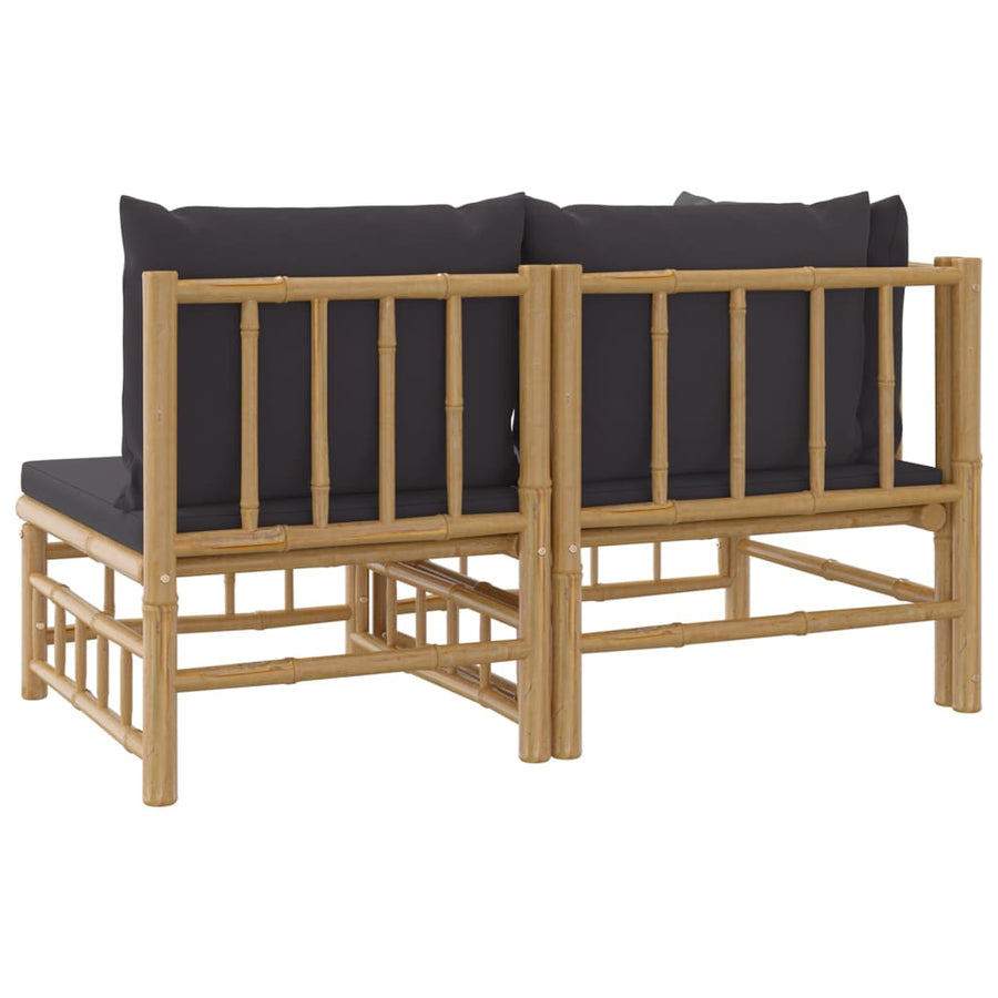 2-Delige Loungeset Met Kussens Bamboe Donkergrijs hoek + midden
