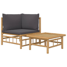 2-Delige Loungeset Met Kussens Bamboe Donkergrijs hoek + Tafel