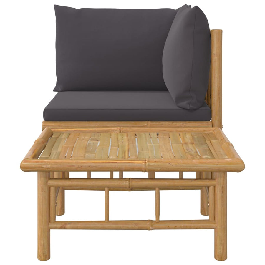 2-Delige Loungeset Met Kussens Bamboe Donkergrijs hoek + Tafel