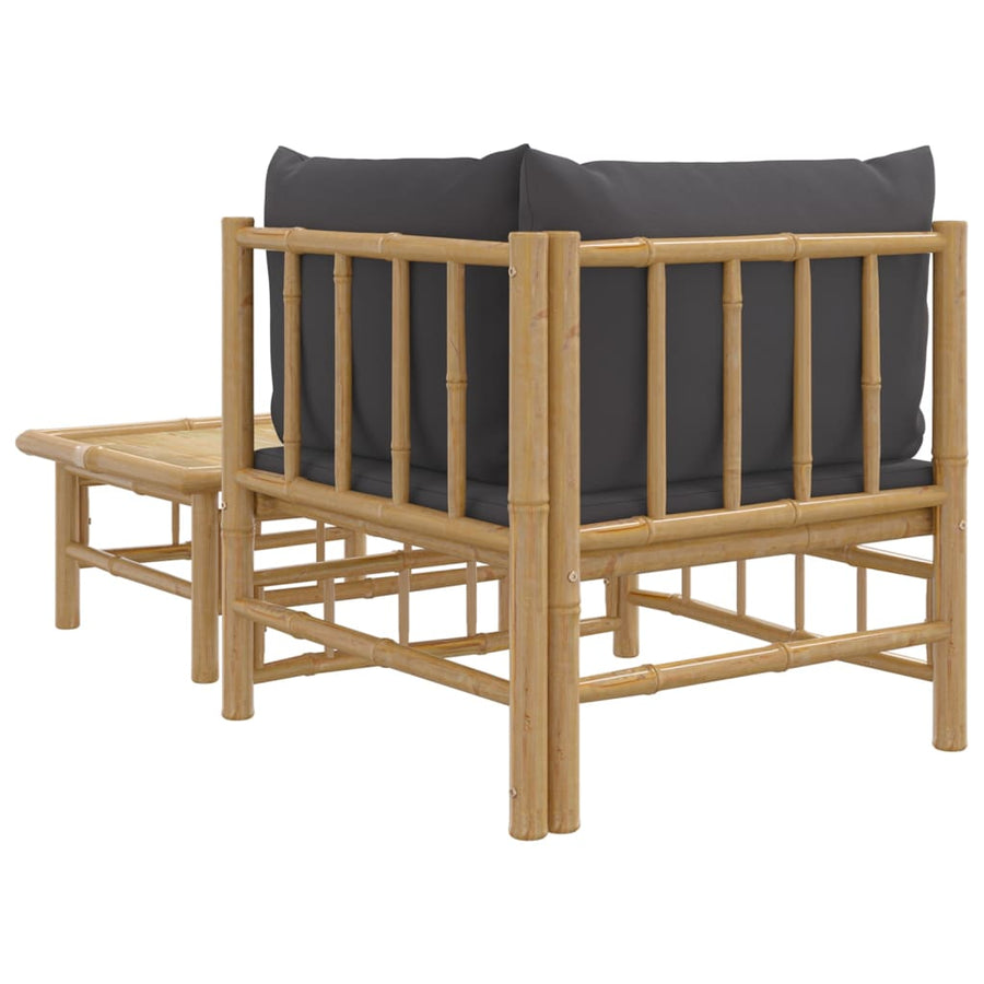 2-Delige Loungeset Met Kussens Bamboe Donkergrijs hoek + Tafel