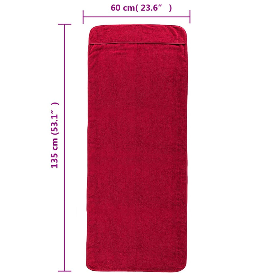 Strandhanddoeken 400 G/M² Stof Bordeaux 2 60 x 135 cm Rood