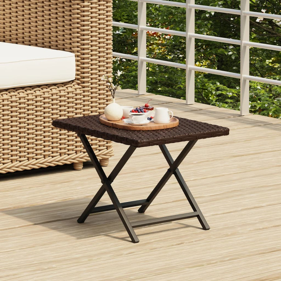 Tafel Inklapbaar 45X35X32 Cm Poly Rattan Bruin