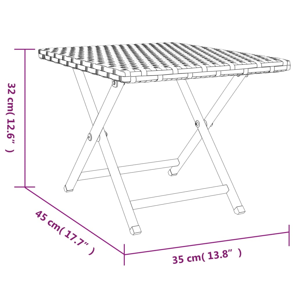 Tafel Inklapbaar 45X35X32 Cm Poly Rattan Zwart