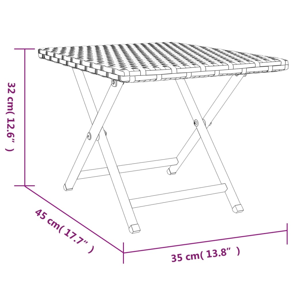 Tafel Inklapbaar 45X35X32 Cm Poly Rattan Grijs