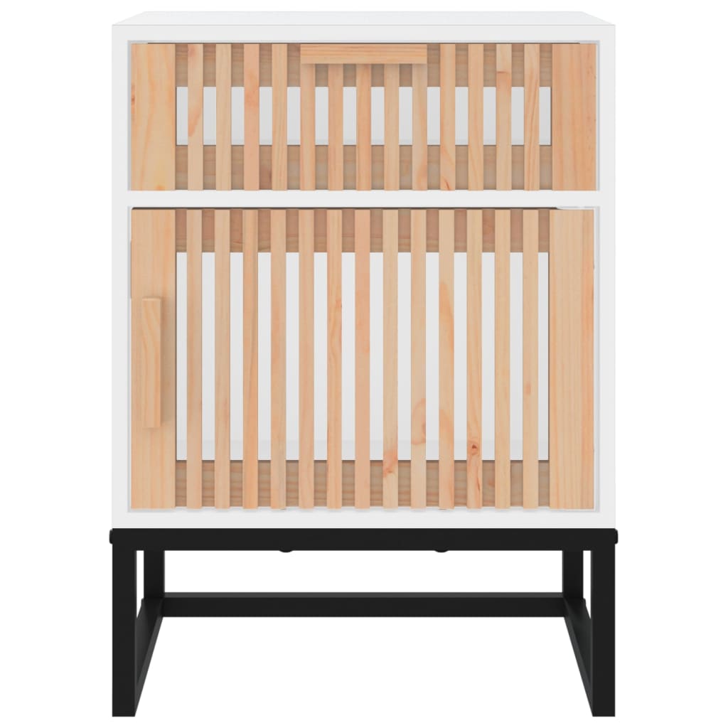 Nachtkastje 40x30x55,5 cm bewerkt hout en ijzer wit