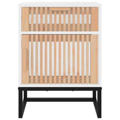 Nachtkastje 40x30x55,5 cm bewerkt hout en ijzer wit