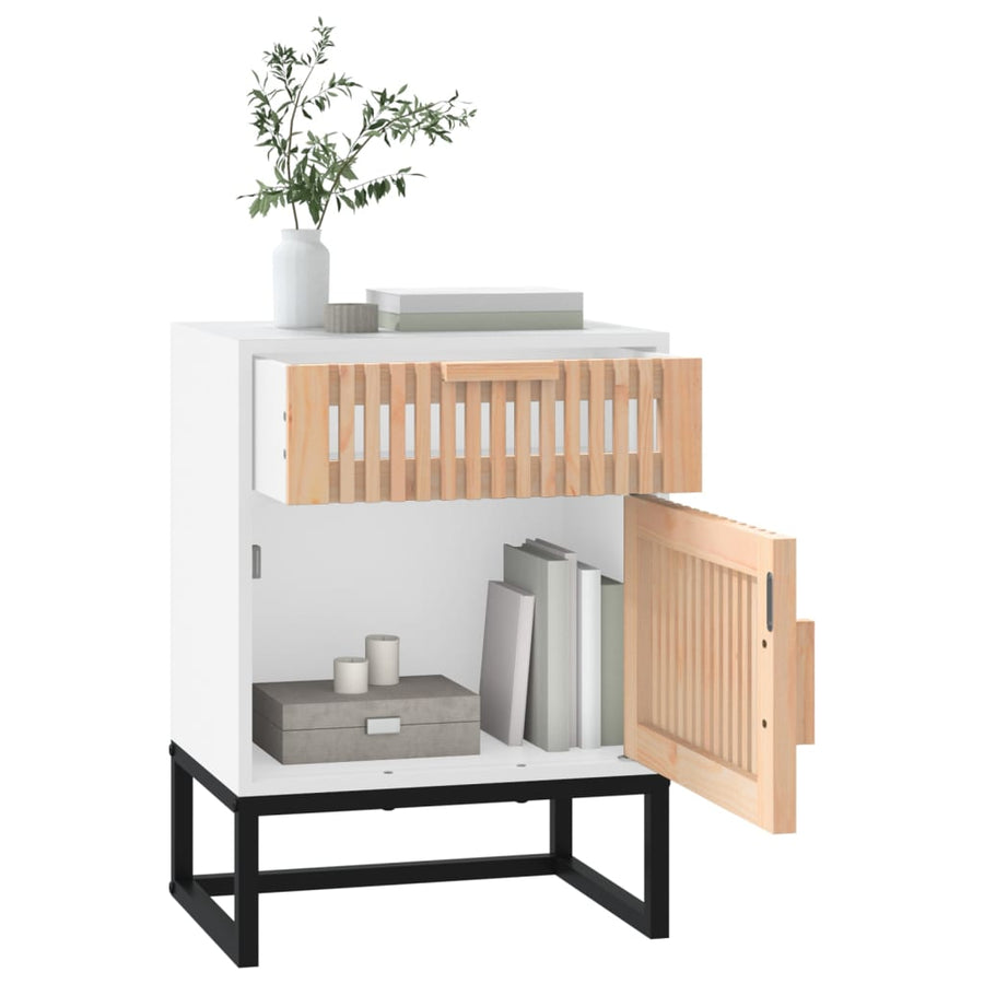 Nachtkastjes 2 St 40X30X55,5 Cm Bewerkt Hout En Ijzer Wit