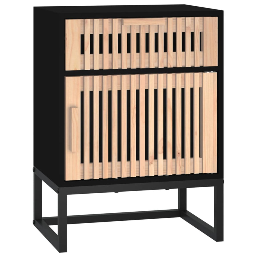 Nachtkastje 40X30X55,5 Cm Bewerkt Hout En Ijzer Zwart 1
