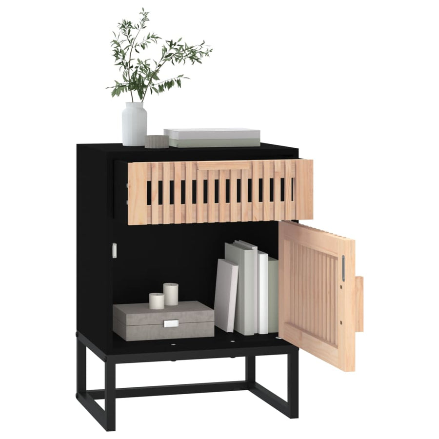 Nachtkastje 40X30X55,5 Cm Bewerkt Hout En Ijzer Zwart 1