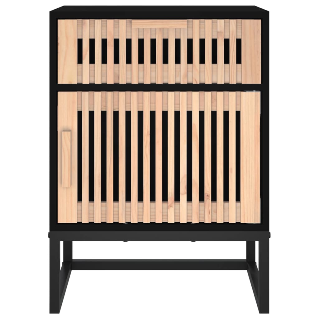 Nachtkastje 40X30X55,5 Cm Bewerkt Hout En Ijzer Zwart 1