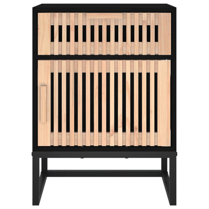 Nachtkastje 40X30X55,5 Cm Bewerkt Hout En Ijzer Zwart 1