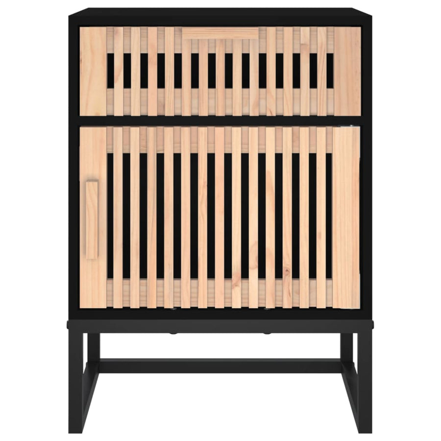 Nachtkastje 40X30X55,5 Cm Bewerkt Hout En Ijzer Zwart 1