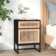 Nachtkastje 40x30x55,5 cm bewerkt hout ijzer zwart