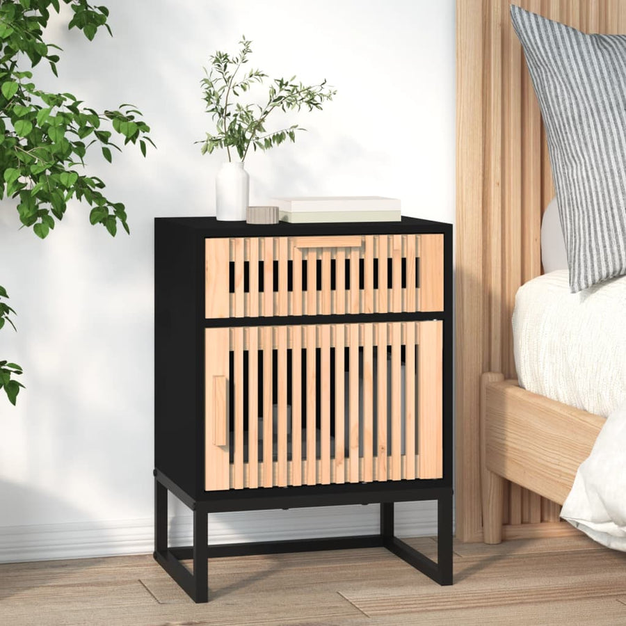 Nachtkastjes 2 St 40X30X55,5 Cm Bewerkt Hout En Ijzer Zwart