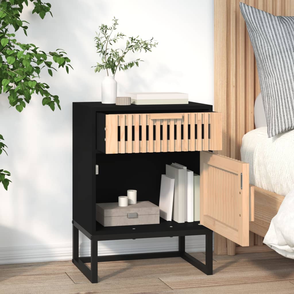 Nachtkastjes 2 St 40X30X55,5 Cm Bewerkt Hout En Ijzer Zwart