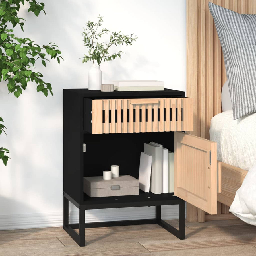 Nachtkastjes 2 St 40X30X55,5 Cm Bewerkt Hout En Ijzer Zwart